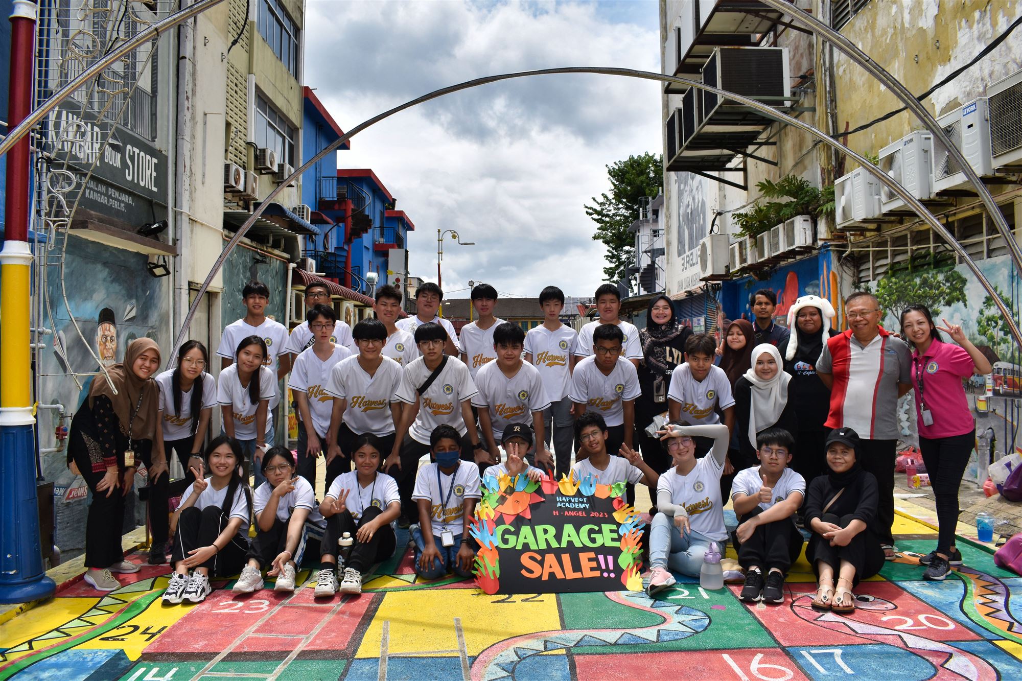 Students at the H-Angel charity garage sale